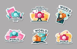 wereld fotografie dag stickers vector