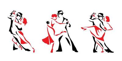 tango dansend paar logo set vector