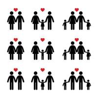 familie pictogrammen instellen. vectorillustratie op de witte achtergrond. vector man vrouw pictogrammen. lgbt