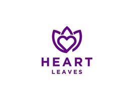 schoonheid hart liefde en lotus blad bloem voor yoga meditatie logo ontwerp. bruikbaar voor bedrijfs- en merklogo's. platte vector logo-ontwerpsjabloon sjabloon.