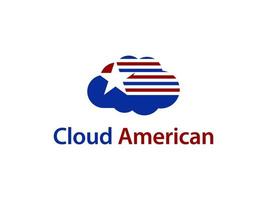 Amerikaanse vlag ster wolk logo ontwerp vector. bruikbaar voor bedrijfs- en merklogo's. platte vector logo-ontwerpsjabloon sjabloon.