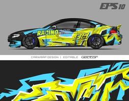 autowrap ontwerp modern race-achtergrondontwerp voor voertuigwrap, racewagen, rally, enz. vector