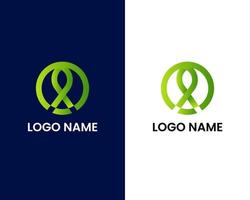letter o en m met blad modern logo ontwerpsjabloon vector