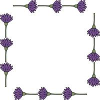 vierkant frame met horizontale violette bloemen op een witte achtergrond. vector afbeelding.