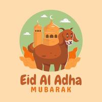 geit en moskee gelukkig eid al adha concept vector