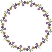 ronde frame met zomerbloemen op witte achtergrond. vector afbeelding.