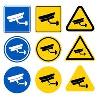 cctv camera label set vector