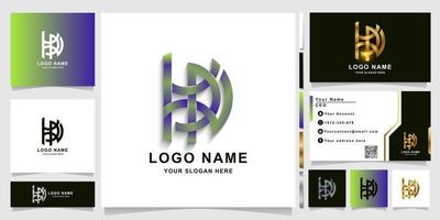 brief kpn of kph monogram logo sjabloon met visitekaartje ontwerp vector