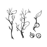 microgreens erwten en bonen doodle illustratie. vector hand getrokken schets kunst.