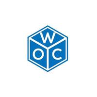 woc brief logo ontwerp op zwarte achtergrond. woc creatieve initialen brief logo concept. woc brief ontwerp. vector