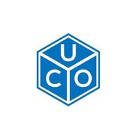 uco brief logo ontwerp op zwarte achtergrond. uco creatieve initialen brief logo concept. uco brief ontwerp. vector