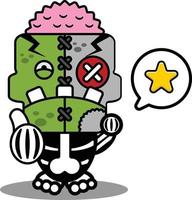 cartoon karakter kostuum vector illustratie schattige zombie pop mascotte met bubble star