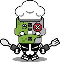 stripfiguur kostuum vector illustratie chef-kok schattig zombie pop mascotte