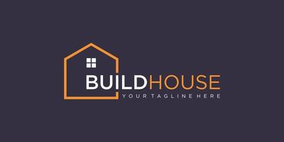 eenvoudig woordmerk bouwen huis logo ontwerp met lijn kunststijl. home build abstract voor inspiratie voor logo-ontwerp. vector