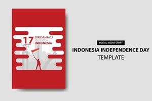 indonesië onafhankelijkheidsdag sociale media sjabloon plat vector