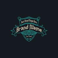 retro logo sjabloon voor kapperszaak, coffeeshop, café, oud merk, banner, certificaat, kwaliteit, premium kwaliteit, hotel, persoonlijk merk vector