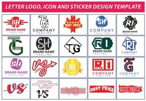 eerste letter logo, sticker en pictogram ontwerpsjabloon vector