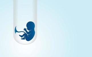 reageerbuis baby, ivf. kleine pasgeborene in een glazen buis. zwangerschap plannen door kunstmatige inseminatie. het concept van in-vitrofertilisatie. medische achtergrond. ruimte kopiëren. vector