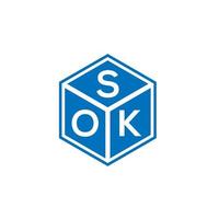 sok brief logo ontwerp op zwarte achtergrond. sok creatieve initialen brief logo concept. sok brief ontwerp. vector