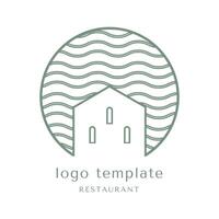 vector logo sjabloon voor een leuk restaurant aan het meer. milieuvriendelijke vakantie