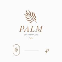 vector logo ontwerpsjabloon en embleem met gouden palmblad en letter p