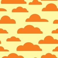 naadloos patroon met oranje wolken op een gele achtergrond vector