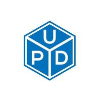 upd brief logo ontwerp op zwarte achtergrond. upd creatieve initialen brief logo concept. upd brief ontwerp. vector