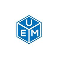 uem brief logo ontwerp op zwarte achtergrond. uem creatieve initialen brief logo concept. uem brief ontwerp. vector