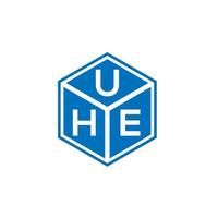 uhe brief logo ontwerp op zwarte achtergrond. uhe creatieve initialen brief logo concept. eh briefontwerp. vector