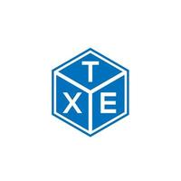 tx brief logo ontwerp op zwarte achtergrond. txe creatieve initialen brief logo concept. txe-briefontwerp. vector