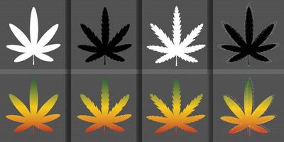 marihuana met verschillende vormen en kleuren set vector