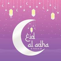 eid al-adha met geitenkop, moskee, maansterren en lantaarns. geschikt voor banners, posters, brochures, sjablonen voor verkoopbrochures vector