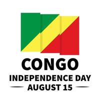 Congo Onafhankelijkheidsdag belettering met vlag. nationale feestdag vieren op 15 augustus. gemakkelijk te bewerken vector sjabloon voor typografie poster banner, flyer, sticker, wenskaart, briefkaart