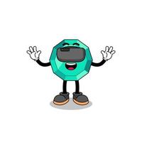 illustratie van smaragdgroene edelsteen met een vr-headset vector