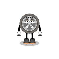 auto wiel cartoon paar met verlegen pose vector