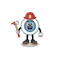 cartoon mascotte van eyeball brandweerman vector