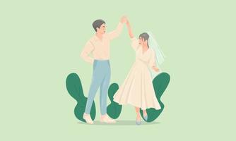 bruiloft dans na werd een vrouw en een echtgenoot vector
