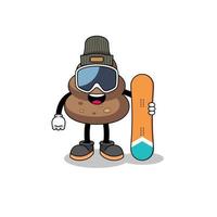 mascotte cartoon van kak snowboard speler vector
