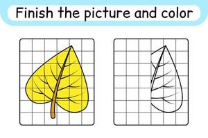 maak de foto bladberk compleet. kopieer de afbeelding en kleur. maak het beeld af. kleurboek. educatief tekenoefenspel voor kinderen vector