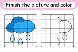 maak de fotowolk compleet. kopieer de afbeelding en kleur. maak het beeld af. kleurboek. educatief tekenoefenspel voor kinderen vector