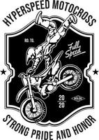 motorcross hyperspeed embleem t-shirt ontwerp vector