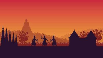 silhouet van traditionele Thaise dans op gradiëntachtergrond vector