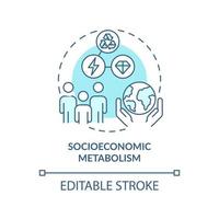 sociaal-economisch metabolisme turquoise concept icoon. methode van industriële ecologie abstracte idee dunne lijn illustratie. geïsoleerde overzichtstekening. bewerkbare streek. vector