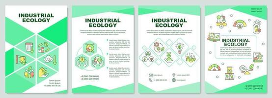 industriële ecologie groene brochure sjabloon. schone productie. folderontwerp met lineaire pictogrammen. 4 vectorlay-outs voor presentatie, jaarverslagen. vector