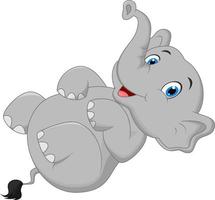 schattige olifant cartoon liggend op de vloer vector