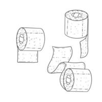 set toiletpapier. bad element. witte cartoon-object. verschillende rollen keukenpapier op een witte achtergrond. doodle schets vector