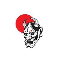 japanse demon oni masker logo ontwerp vectorillustratie vector