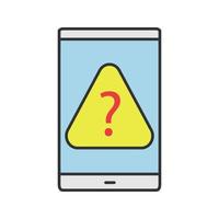 smartphone faq kleur icoon. ondersteuning voor mobiele telefoons. telefoonscherm met vraagteken. geïsoleerde vectorillustratie vector