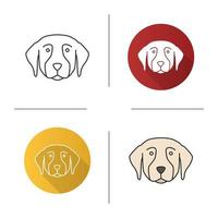 gouden retriever-pictogram. geleide hondenras. plat ontwerp, lineaire en kleurstijlen. geïsoleerde vectorillustraties vector