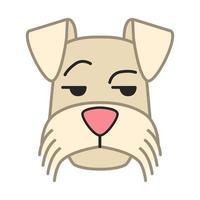 mini schnauzer schattig kawaii vector karakter. hond met grijnzende snuit. dier met ogen op zoek naar kant. ongelukkig huishondje. grappige emoji, sticker, emoticon. geïsoleerde cartoon kleur illustratie